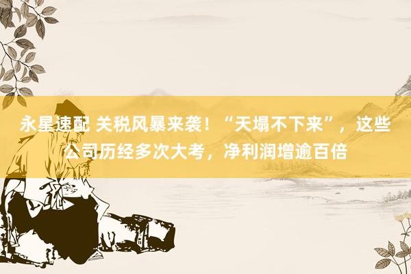 永星速配 关税风暴来袭！“天塌不下来”，这些公司历经多次大考，净利润增逾百倍